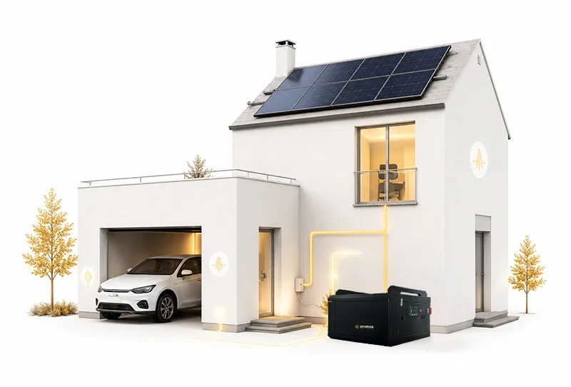 Dom z instalacją fotowoltaiczną i magazynem energii